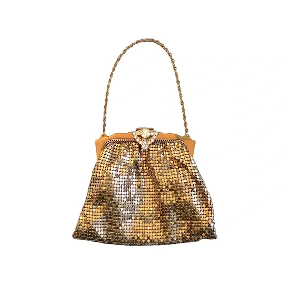 Vintage 1930s Whiting Davis Mesh Bag with Rhinestone Clasp